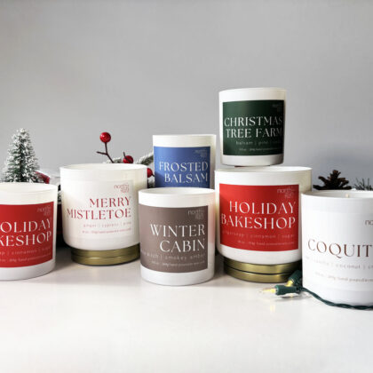 winter collection and holiday collection of candles