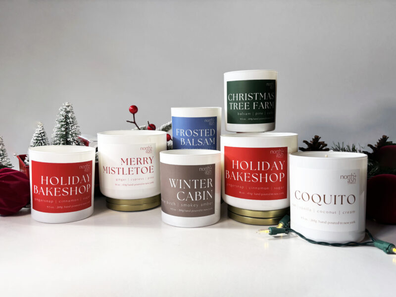 winter collection and holiday collection of candles