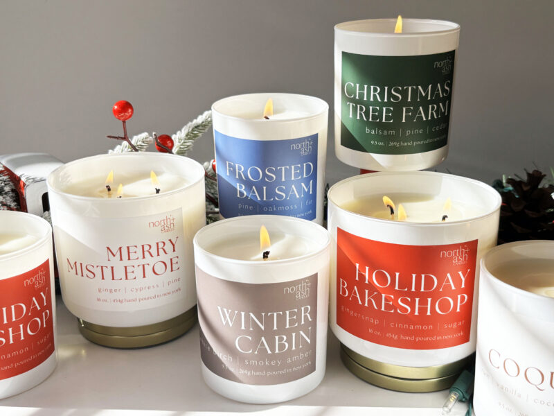 winter collection and holiday collection of candles