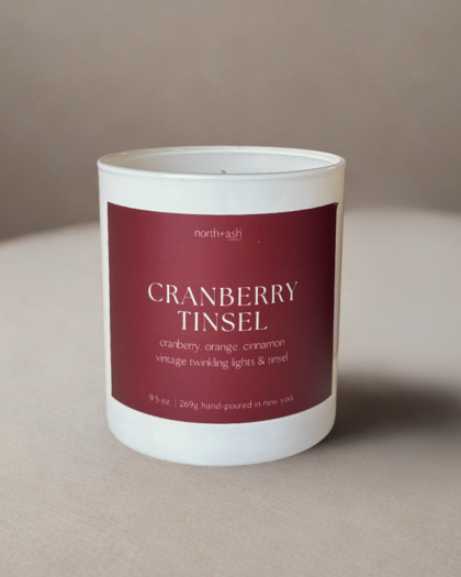 Cranberry Tinsel Coconut Soy Wax Candle hand-poured
