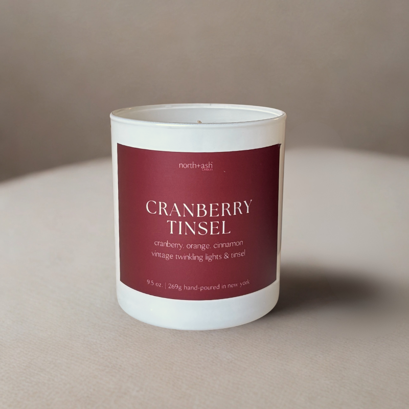 Cranberry Tinsel Coconut Soy Wax Candle hand-poured